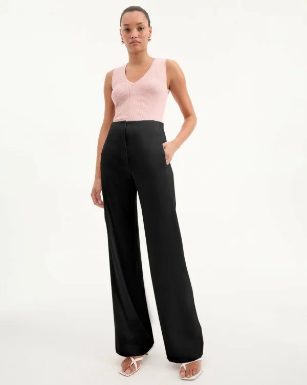 Ronin WideLeg Pant Black Women Veronica Beard Pants