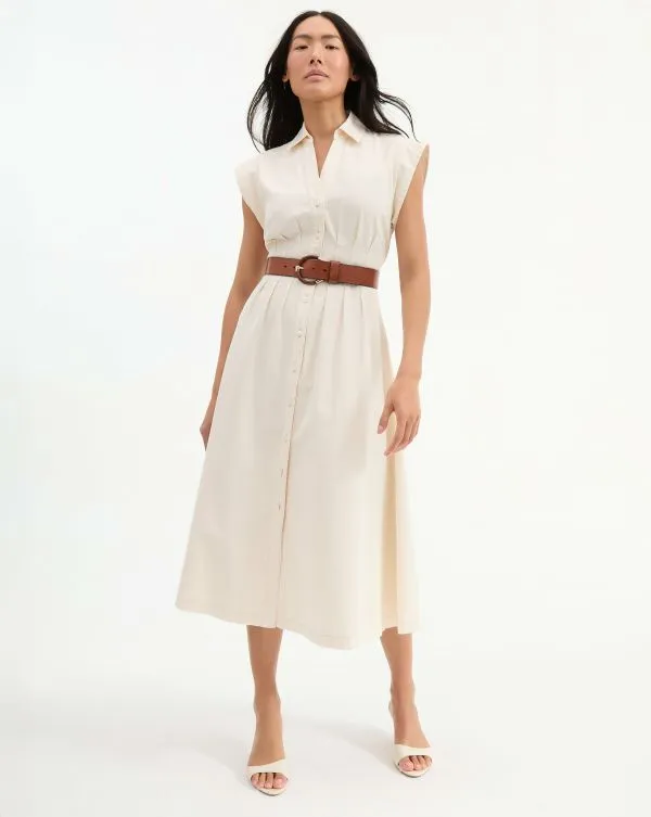 Ruben Midi Dress Ecru Women Veronica Beard Dresses