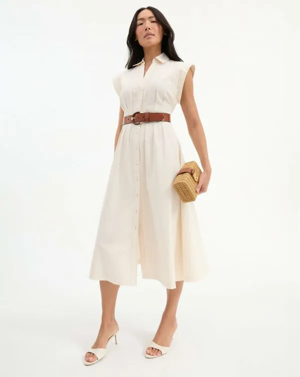 Ruben Midi Dress Ecru Women Veronica Beard Dresses