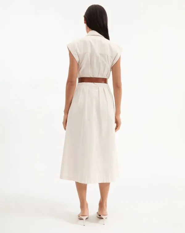 Ruben Midi Dress Ecru Women Veronica Beard Dresses