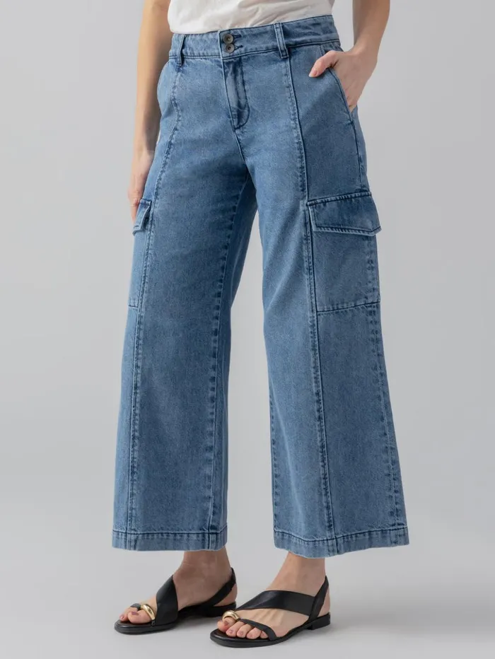 Sanctuary Clothing Denim Women Rebel Wide Leg Standard Rise Pant Hazy Blue