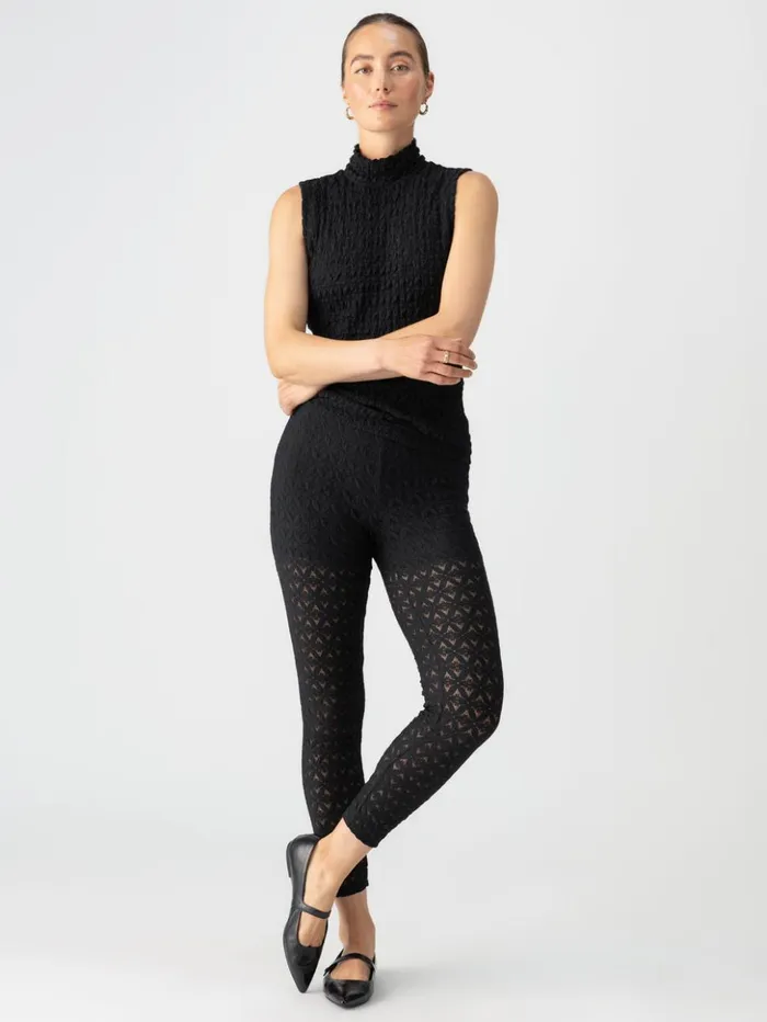 Sanctuary Clothing Leggings Women Pucker Up Lace Runway Standard Rise Legging Black Sanctuary Clothing Leggings Women Pucker Up Lace Runway Standard Rise Legging Black