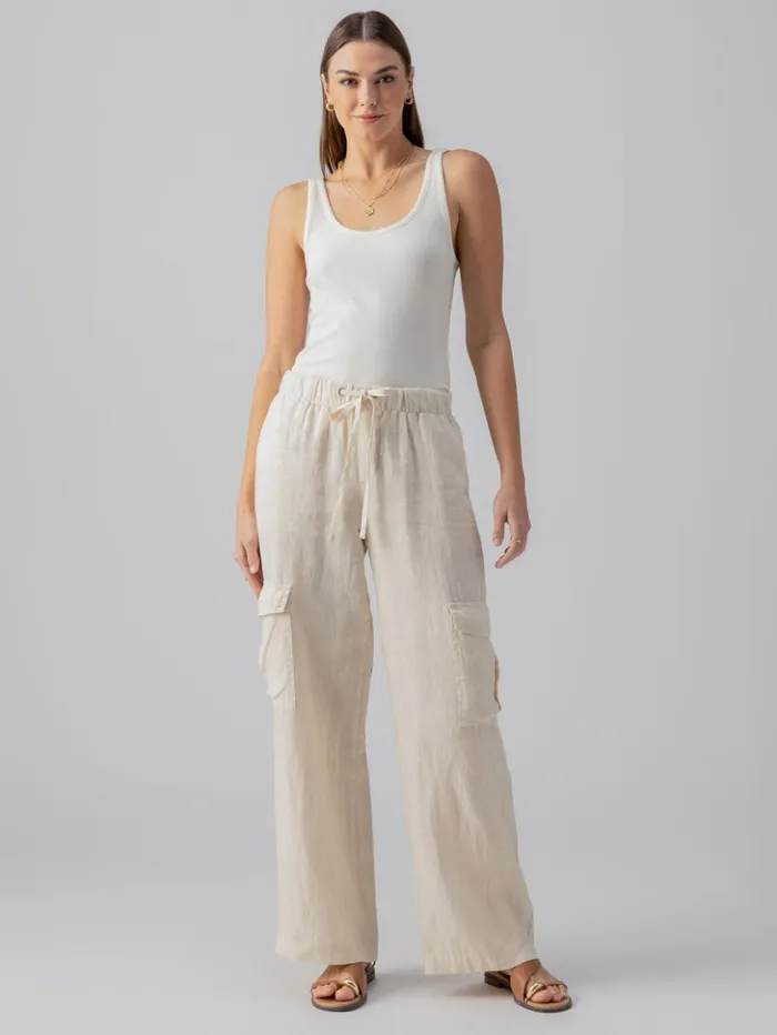 Sanctuary Clothing Pants Women Drift Linen Cargo SemiHigh Rise Pant Birch