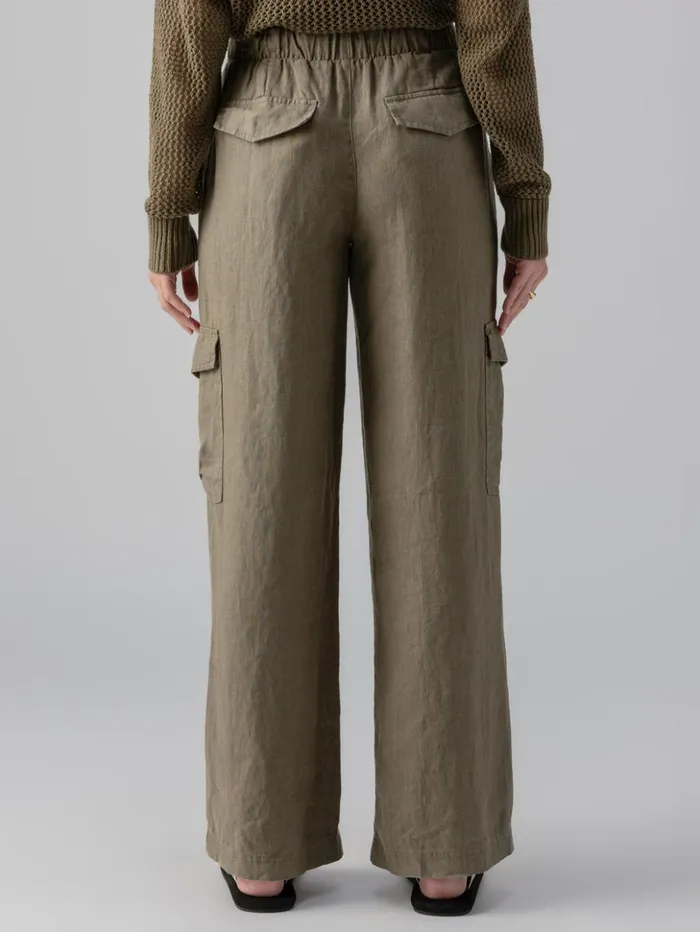 Sanctuary Clothing Pants Women Drift Linen Cargo SemiHigh Rise Pant Burnt Olive
