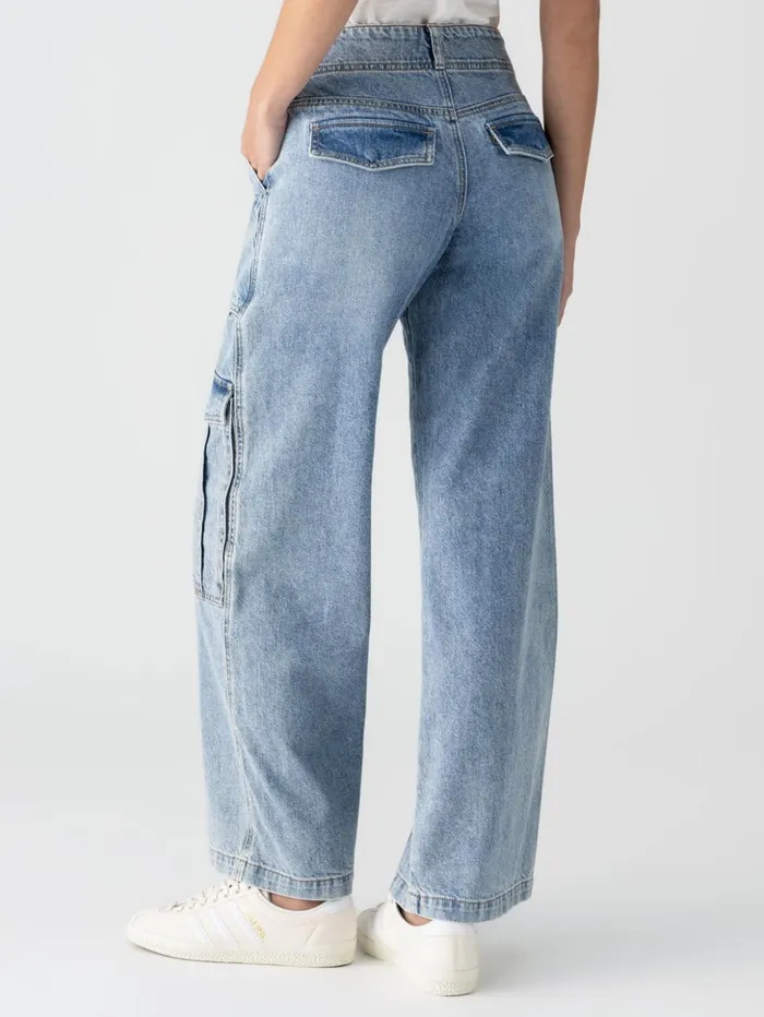 Sanctuary Clothing Pants Women Level Up Standard Rise Denim Cargo Pant Digital Blue Sanctuary Clothing Pants Women Level Up Standard Rise Denim Cargo Pant Digital Blue