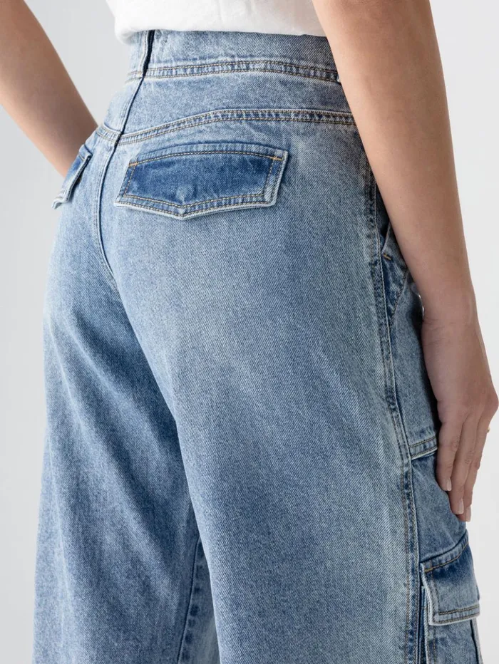 Sanctuary Clothing Pants Women Level Up Standard Rise Denim Cargo Pant Digital Blue Sanctuary Clothing Pants Women Level Up Standard Rise Denim Cargo Pant Digital Blue
