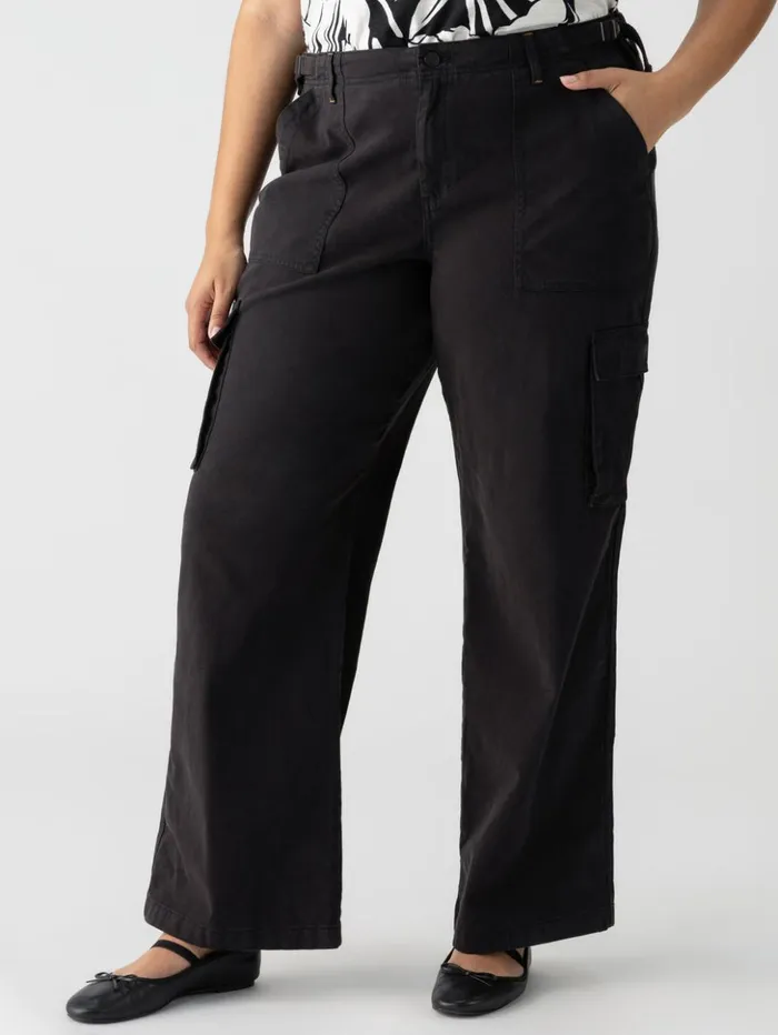 Sanctuary Clothing Pants Women Reissue Cargo Standard Rise Pant Black Inclusive Collection
