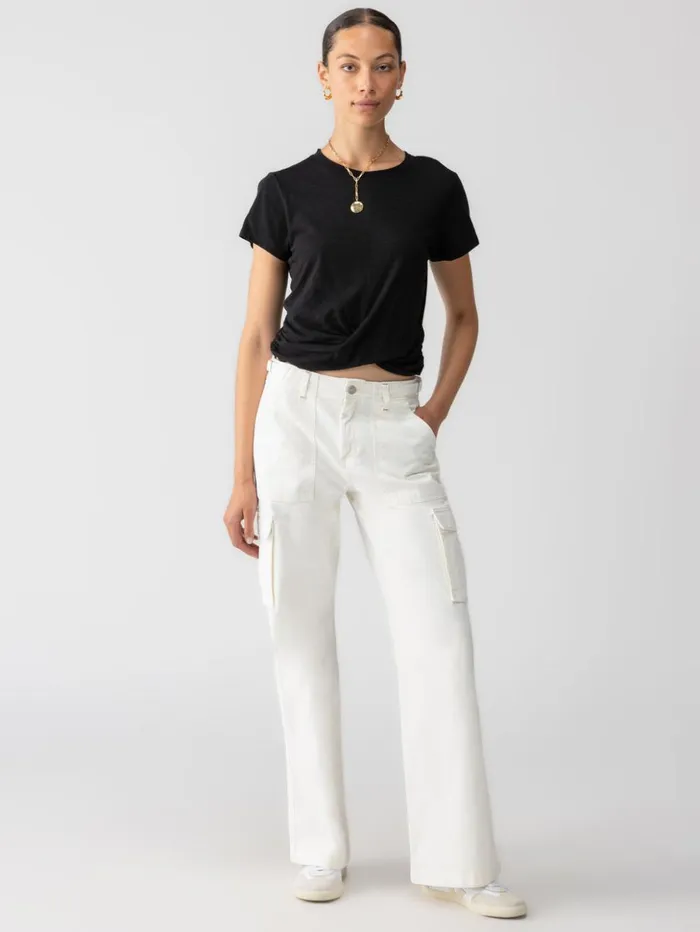 Sanctuary Clothing Pants Women Reissue Cargo Standard Rise Pant Powdered Sugar