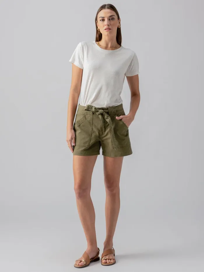 Sanctuary Clothing Shorts Women Reissue Sash Standard Rise Short Burnt Olive