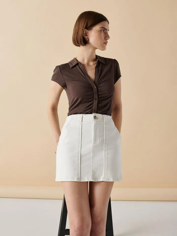 Sanctuary Clothing Skirts Women Staycation SemiHigh Rise Skirt Chalk