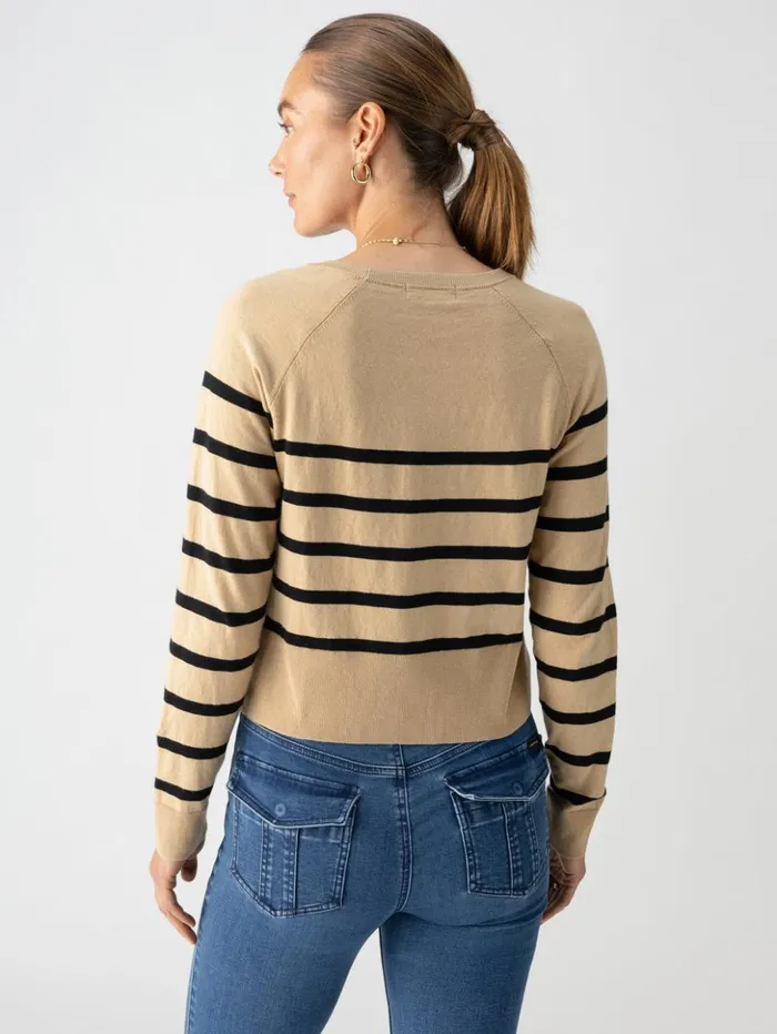 Sanctuary Clothing Sweaters and Cardis Women All Day Long Sweater True Khaki Black Stripe