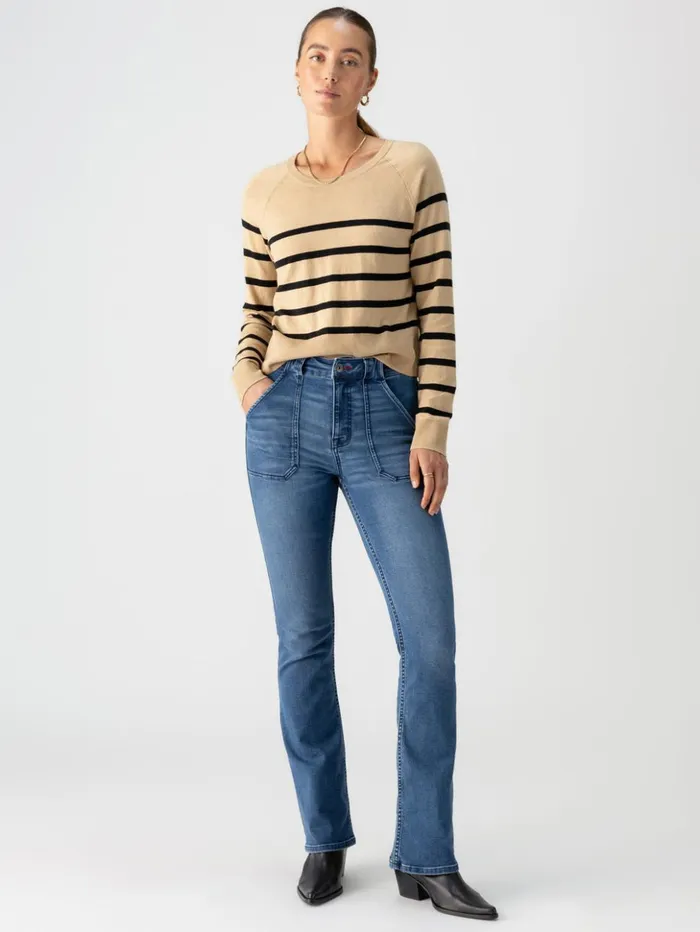 Sanctuary Clothing Sweaters and Cardis Women All Day Long Sweater True Khaki Black Stripe