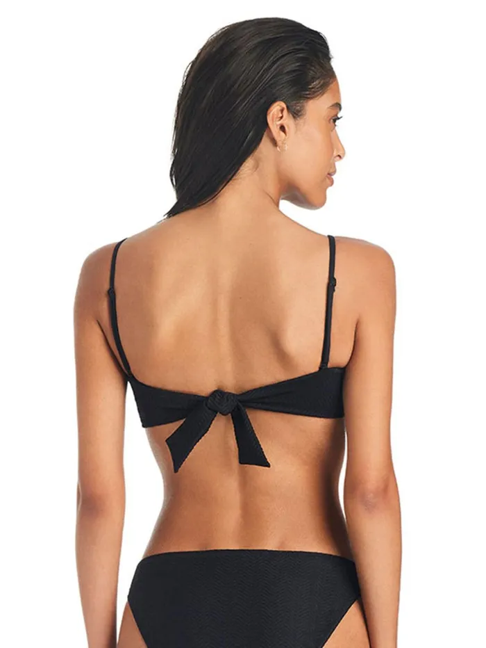Sanctuary Clothing Swim Tops Women On The Water Texture Bandeau Bikini Top Black Sanctuary Clothing Swim Tops Women On The Water Texture Bandeau Bikini Top Black