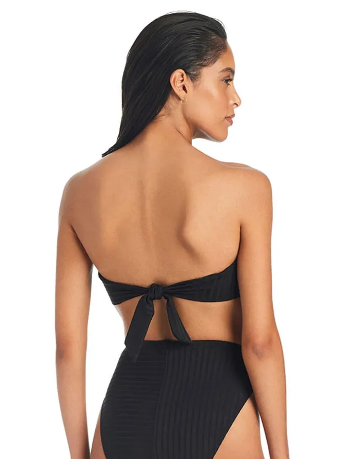 Sanctuary Clothing Swim Tops Women Refresh Rib Bandeau Bikini Top Black Sanctuary Clothing Swim Tops Women Refresh Rib Bandeau Bikini Top Black