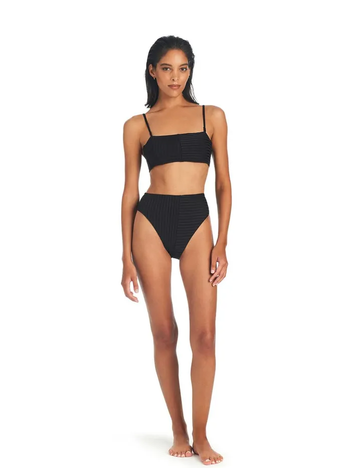 Sanctuary Clothing Swim Tops Women Refresh Rib Bandeau Bikini Top Black Sanctuary Clothing Swim Tops Women Refresh Rib Bandeau Bikini Top Black