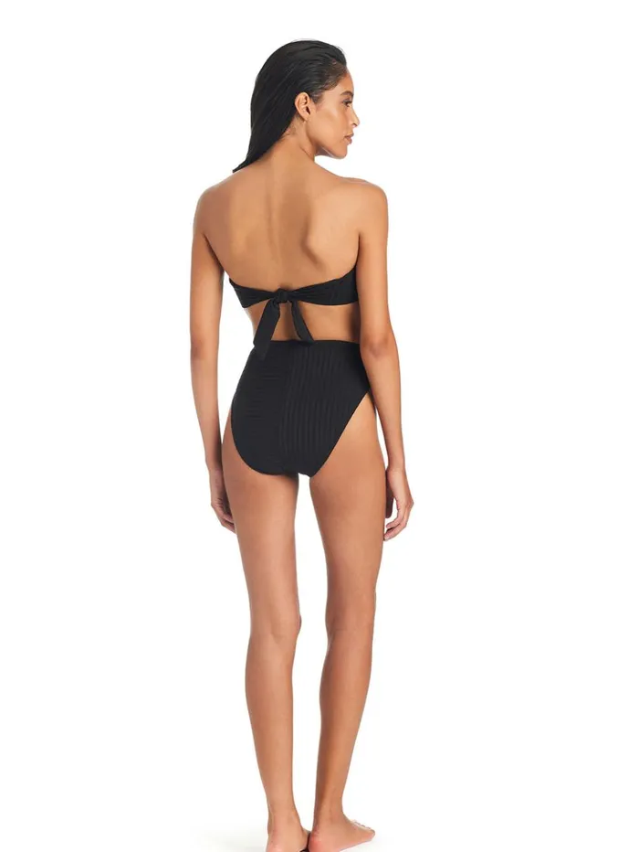 Sanctuary Clothing Swim Tops Women Refresh Rib Bandeau Bikini Top Black Sanctuary Clothing Swim Tops Women Refresh Rib Bandeau Bikini Top Black