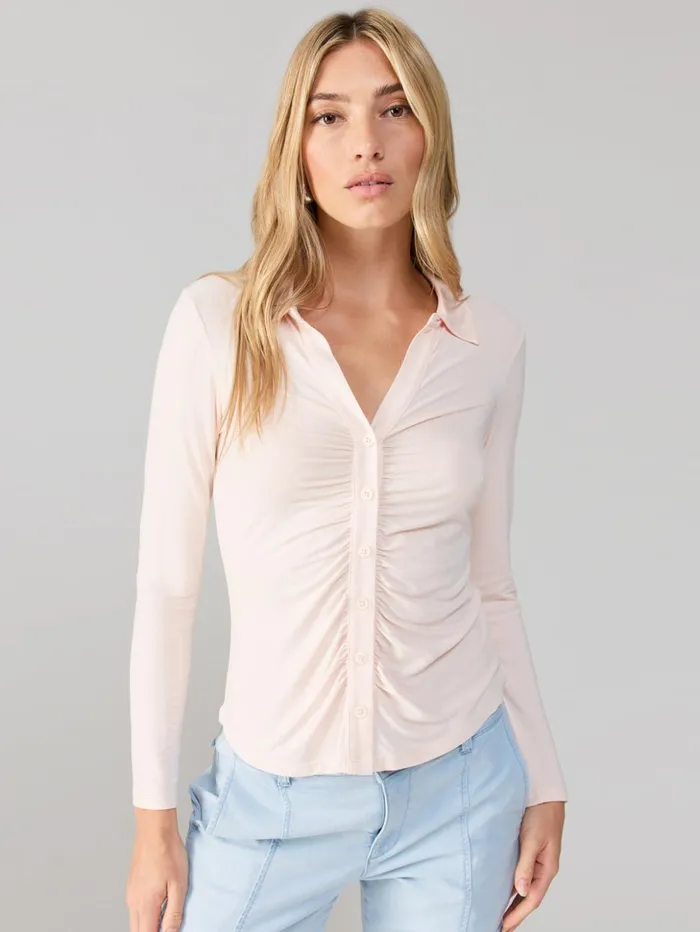 Sanctuary Clothing Tees and Tops Women Dreamgirl Knit Button Up Top Rose Essence Sanctuary Clothing Tees and Tops Women Dreamgirl Knit Button Up Top Rose Essence