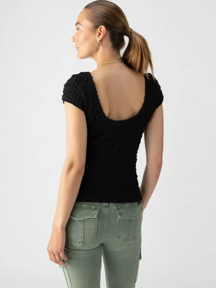 Sanctuary Clothing Tees and Tops Women Pucker Up Lace Scoop Cap Tee Black Sanctuary Clothing Tees and Tops Women Pucker Up Lace Scoop Cap Tee Black
