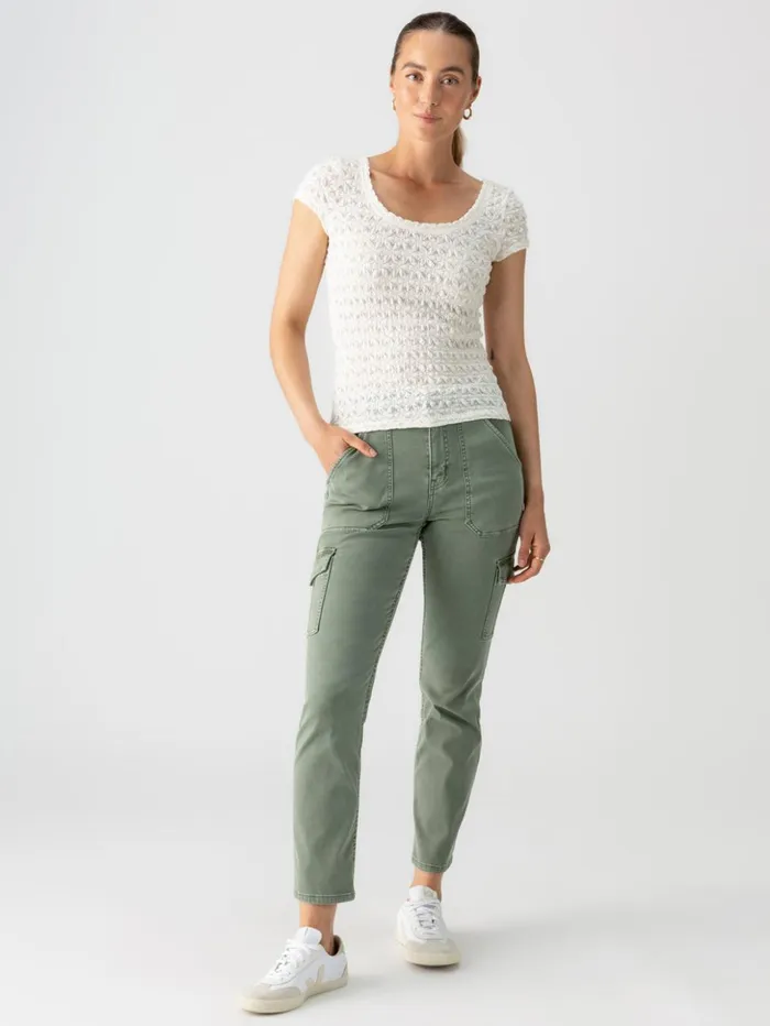 Sanctuary Clothing Tees and Tops Women Pucker Up Lace Scoop Cap Tee Milk