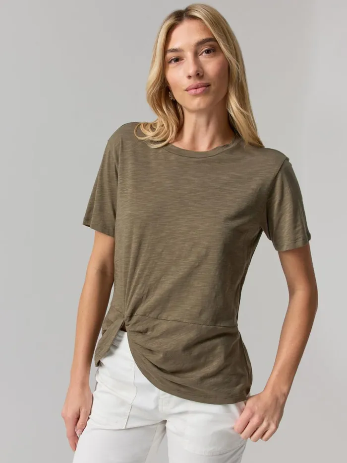 Sanctuary Clothing Tees and Tops Women Riptide Twist Tee Burnt Olive