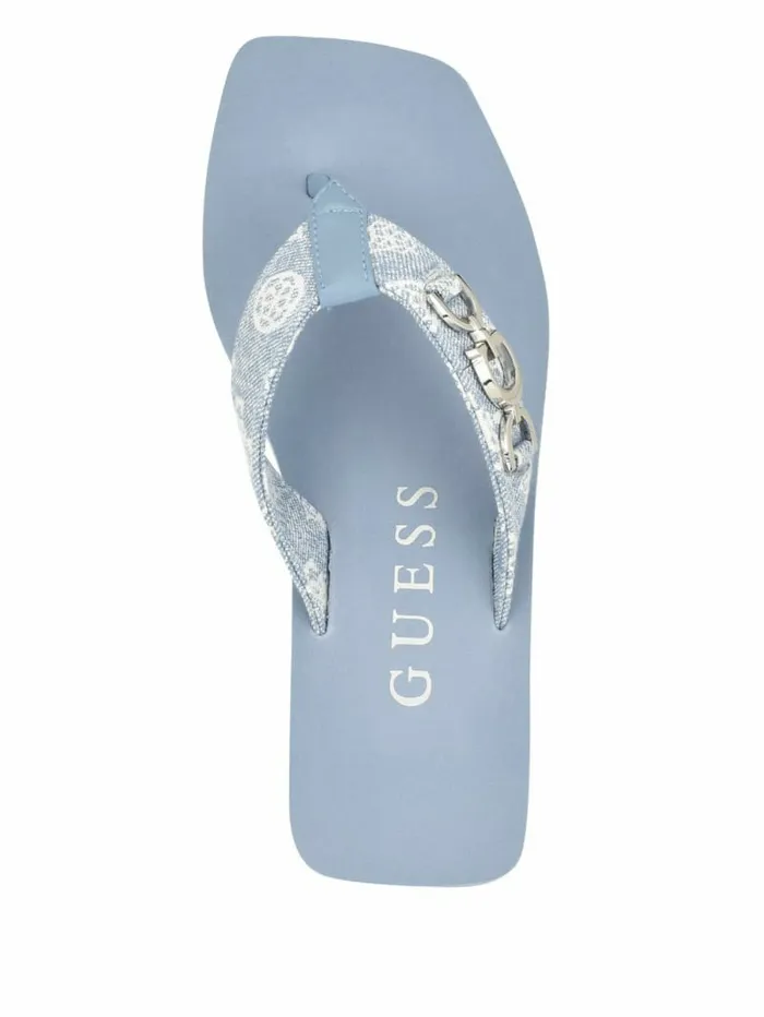Sandals GUESS Women Edany Denim G Buckle Wedge Sandals Blue Sandals GUESS Women Edany Denim G Buckle Wedge Sandals Blue