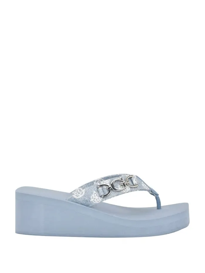Sandals GUESS Women Edany Denim G Buckle Wedge Sandals Blue Sandals GUESS Women Edany Denim G Buckle Wedge Sandals Blue