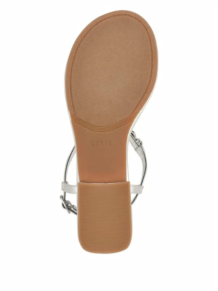 Sandals GUESS Women Jiarella TStrap Signature Sandal Silver 040