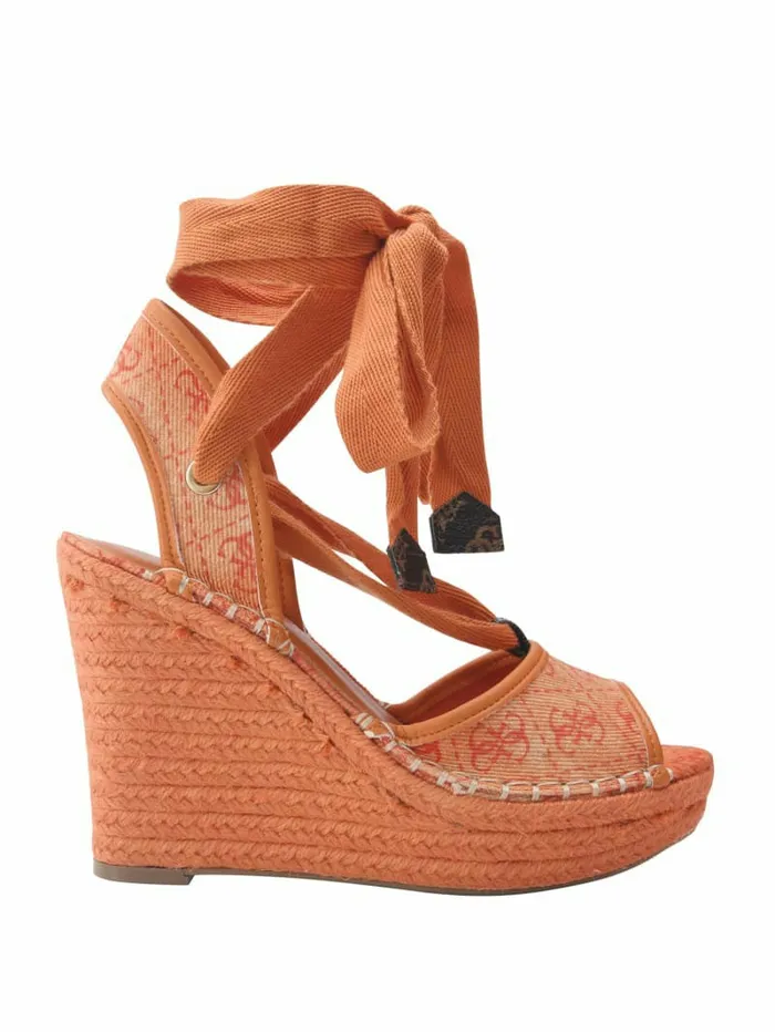 Sandals Halona Tie Espadrille Wedges Orange 8211 GUESS Women