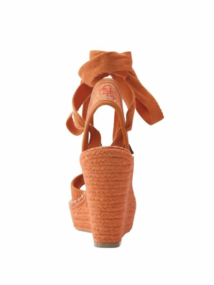Sandals Halona Tie Espadrille Wedges Orange 8211 GUESS Women
