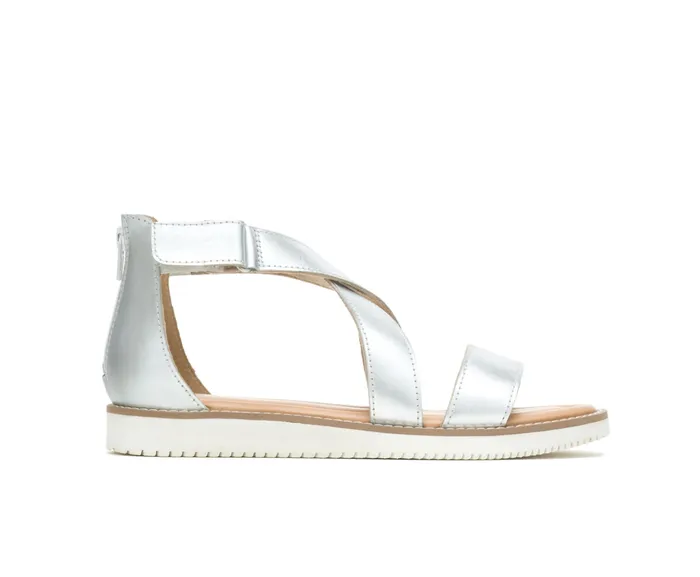 Sandals Hush Puppies Women Briard X Back Zip Silver Metallic Leather