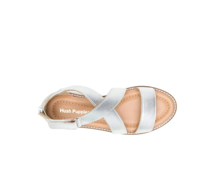 Sandals Hush Puppies Women Briard X Back Zip Silver Metallic Leather