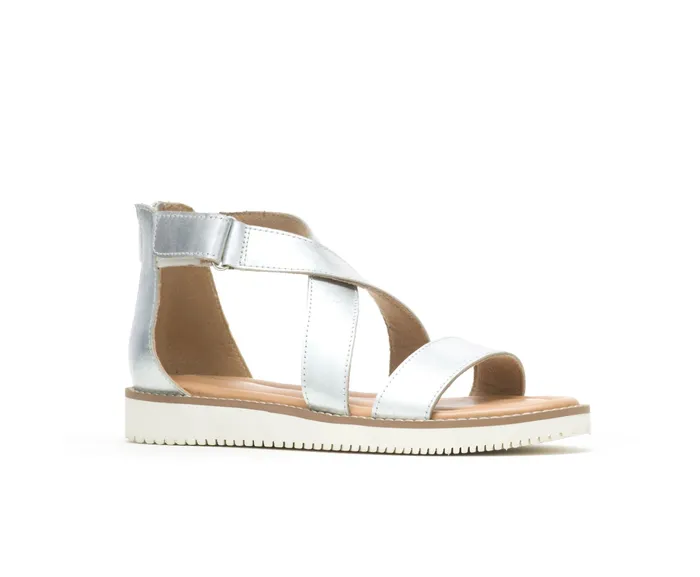 Sandals Hush Puppies Women Briard X Back Zip Silver Metallic Leather