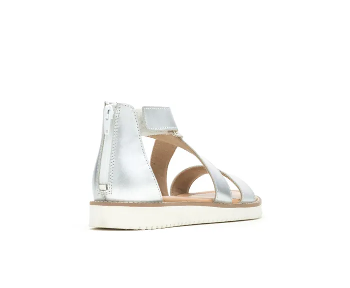 Sandals Hush Puppies Women Briard X Back Zip Silver Metallic Leather