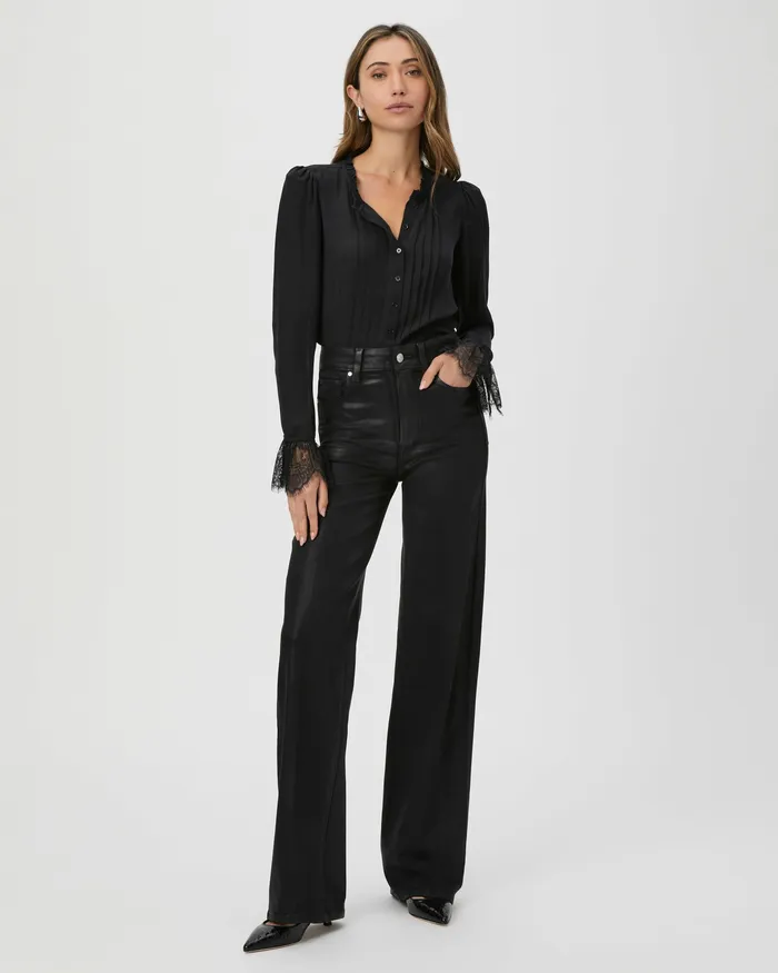 Sasha Wide Leg Jean 8211 Black Fog Luxe Coating Wide Leg PAIGE Women