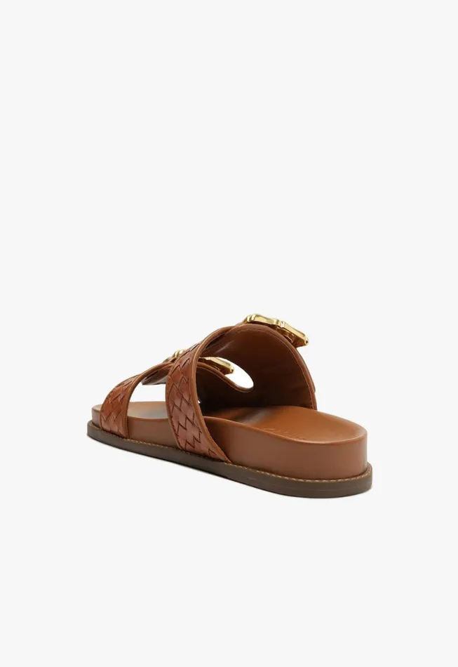 Schutz Shoes Enola Enola Sporty Woven Leather Flat Honey Peach 8211 Women