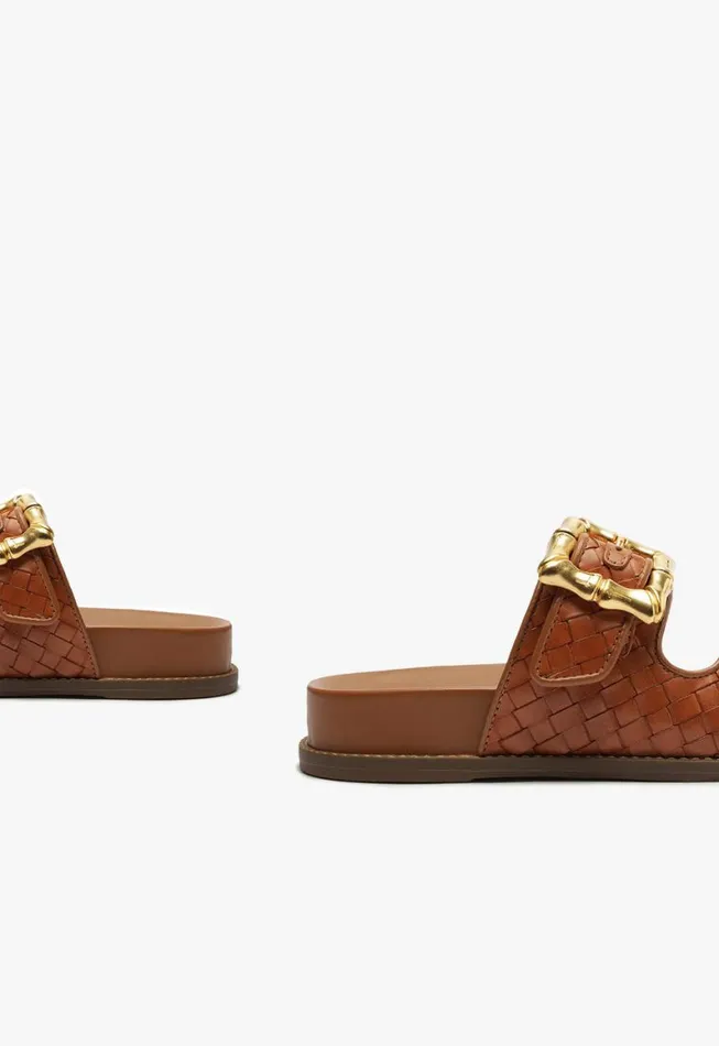 Schutz Shoes Enola Enola Sporty Woven Leather Flat Honey Peach 8211 Women
