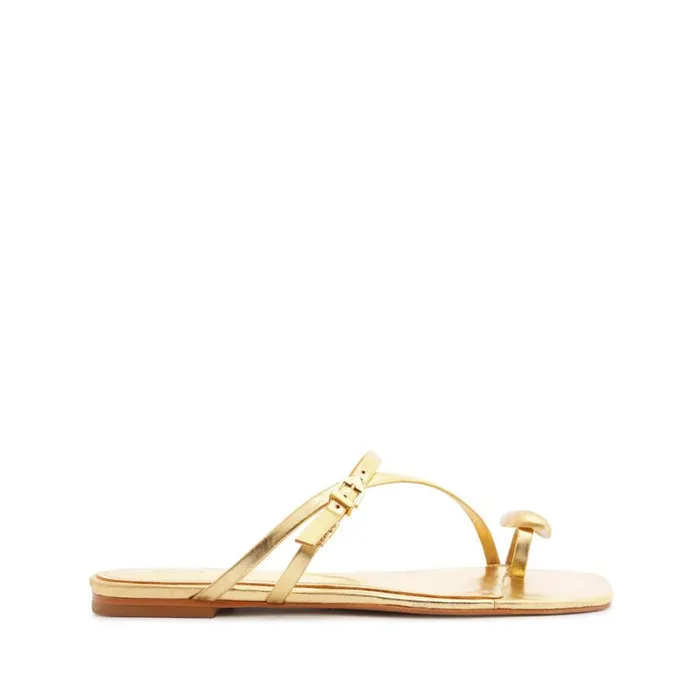Schutz Shoes Flats Elysa Leather Sandal Gold 8211 Women