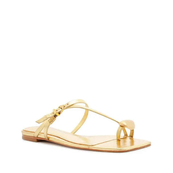 Schutz Shoes Flats Elysa Leather Sandal Gold 8211 Women