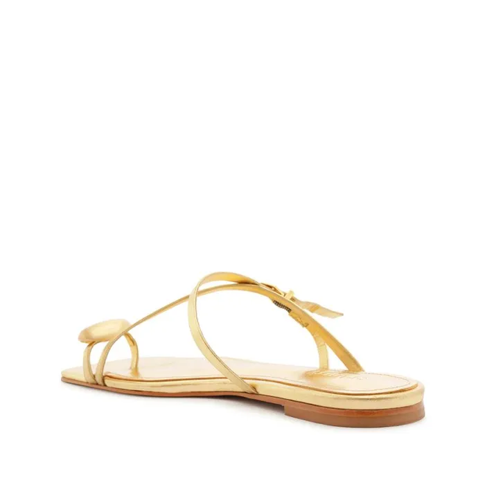 Schutz Shoes Flats Elysa Leather Sandal Gold 8211 Women
