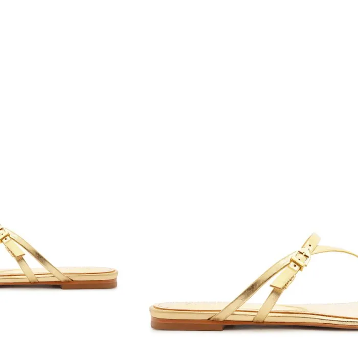 Schutz Shoes Flats Elysa Leather Sandal Gold 8211 Women