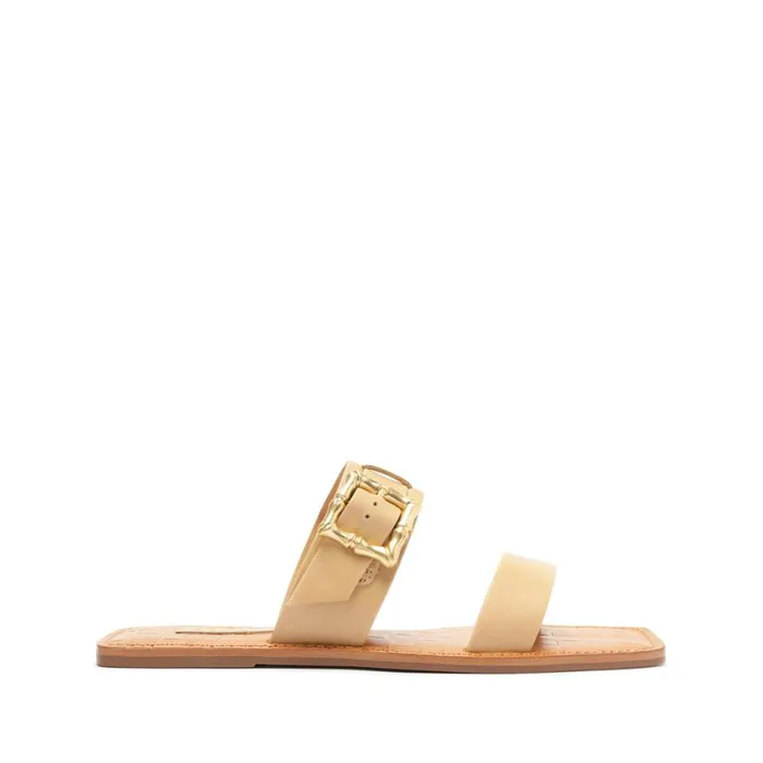 Schutz Shoes Flats Enola Double Leather Sandal Light Beige 8211 Women