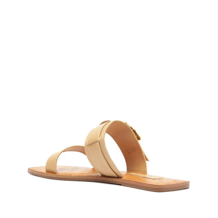 Schutz Shoes Flats Enola Double Leather Sandal Light Beige 8211 Women