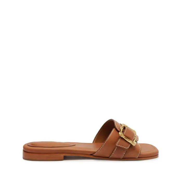 Schutz Shoes Flats Wavy Flat Sandal Brown 8211 Women