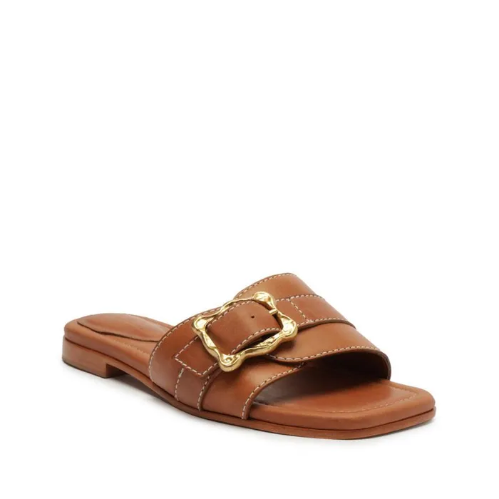 Schutz Shoes Flats Wavy Flat Sandal Brown 8211 Women
