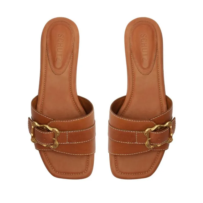 Schutz Shoes Flats Wavy Flat Sandal Brown 8211 Women