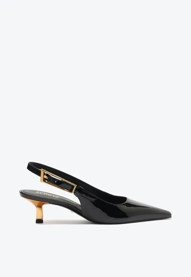 Schutz Shoes Pumps Ciara Mid Patent Leather Pump Black 8211 Women
