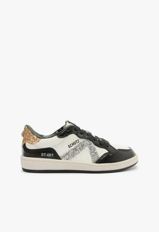 Schutz Shoes Sneakers ST001 Leather Sneaker Silver 8211 Women