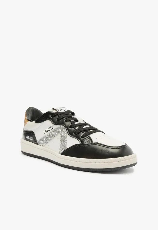 Schutz Shoes Sneakers ST001 Leather Sneaker Silver 8211 Women