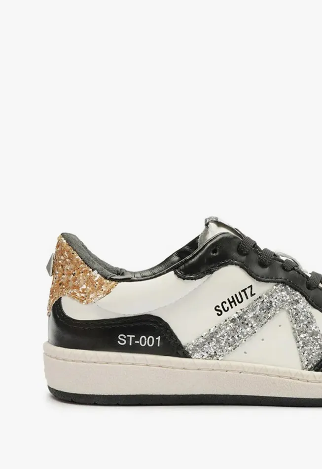 Schutz Shoes Sneakers ST001 Leather Sneaker Silver 8211 Women
