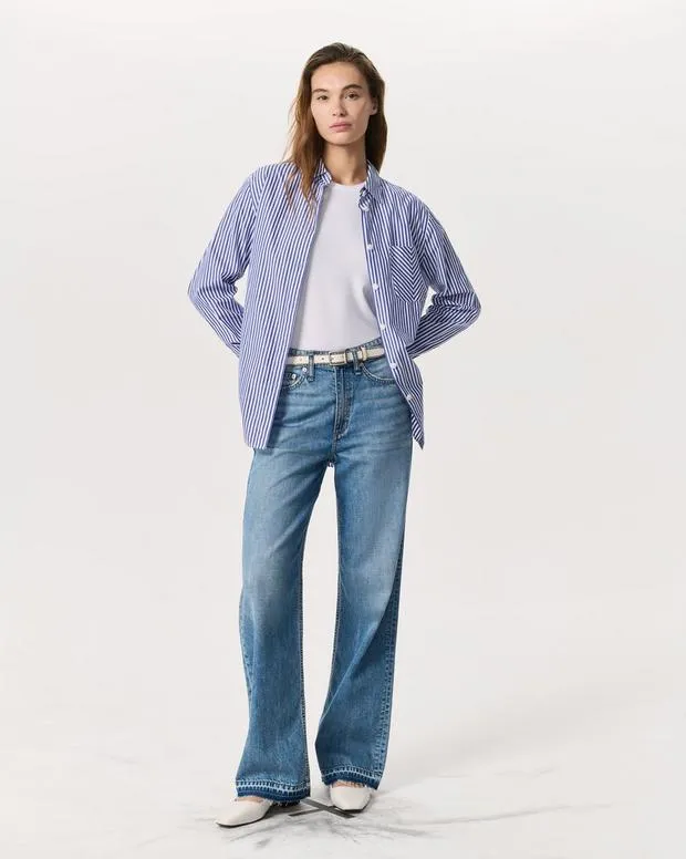 Shirts and Tops Maxine Poplin Stripe Shirt Blue Stripe rag and bone Women